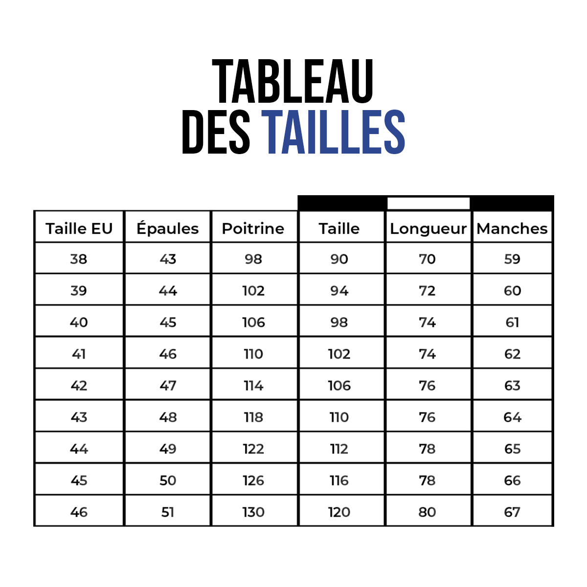 Guide des tailles